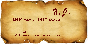 Németh Jávorka névjegykártya